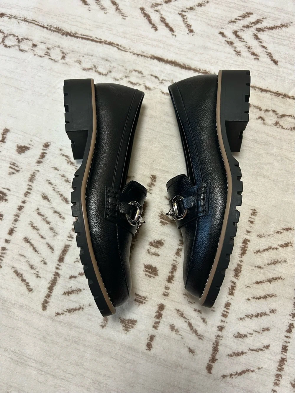 Dolce Vita Celeste Black Lug Sole Loafers Horsebit Shoes 6.5